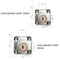 TopHomer Nábytkový zámok cylindrický 22 mm / 32 mm, kľúčový zámok na zásuvky, zámok na presklené skrinky a poštové schránky, bezpečnostný zámok s 2 kľúčmi 7