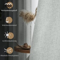 TOPICK 100% zatemňovací záves 2 ks, 245x140 cm, sivý, so vzhľadom ľanu, termozáves do obývačky a spálne, moderný vidiecky štýl 2