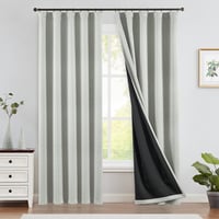 TOPICK 100% zatemňovací záves 2 ks, 245x140 cm, sivý, so vzhľadom ľanu, termozáves do obývačky a spálne, moderný vidiecky štýl 1