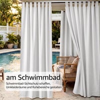 TOPICK set 2 perdele exterioare impermeabile cu bride, alb, 132 x 275 cm, pentru pergolă, potrivite și pentru interior, terasă, balcon, protecție pentru intimitate 7