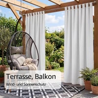 TOPICK set 2 perdele exterioare impermeabile cu bride, alb, 132 x 275 cm, pentru pergolă, potrivite și pentru interior, terasă, balcon, protecție pentru intimitate 8