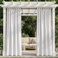 TOPICK set 2 perdele exterioare impermeabile cu bride, alb, 132 x 275 cm, pentru pergolă, potrivite și pentru interior, terasă, balcon, protecție pentru intimitate 1