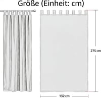 TOPICK set 2 perdele exterioare impermeabile cu bride, alb, 132 x 275 cm, pentru pergolă, potrivite și pentru interior, terasă, balcon, protecție pentru intimitate 9