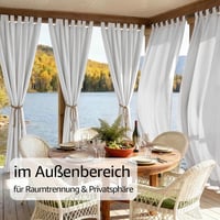 TOPICK set 2 perdele exterioare impermeabile cu bride, alb, 132 x 275 cm, pentru pergolă, potrivite și pentru interior, terasă, balcon, protecție pentru intimitate 6