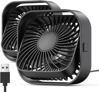 TOPK USB Asztali Ventilátor Szett - 2db Kompakt Mini Ventilátor, 3 Sebességfokozat, 360° Forgatható Fej, Csendes Működés Irodába, Otthonra 1