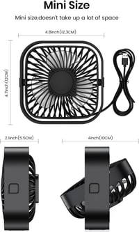 TOPK USB Asztali Ventilátor Szett - 2db Kompakt Mini Ventilátor, 3 Sebességfokozat, 360° Forgatható Fej, Csendes Működés Irodába, Otthonra 2