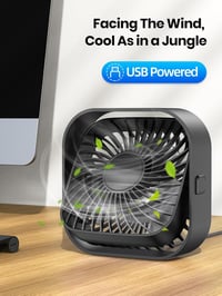 TOPK USB Asztali Ventilátor Szett - 2db Kompakt Mini Ventilátor, 3 Sebességfokozat, 360° Forgatható Fej, Csendes Működés Irodába, Otthonra 6