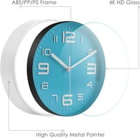 Topkey 8 Inch Csendes Falióra Nagy Számokkal Nem Ketyegő Konyha Nappali Iroda Türkiz - 8 Zoll, Turquoise 3