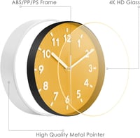 Topkey 8 Inch Csendes Falióra Nagy Számokkal Sárga Modern Konyhai 3