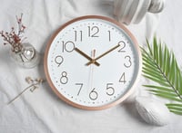 Topkey Falióra 30 cm Modern Csendes Járású Rózsaarany Kerek Analóg Dekoratív Óra Nappaliba Hálószobába Konyhába Elemmel Működő 5