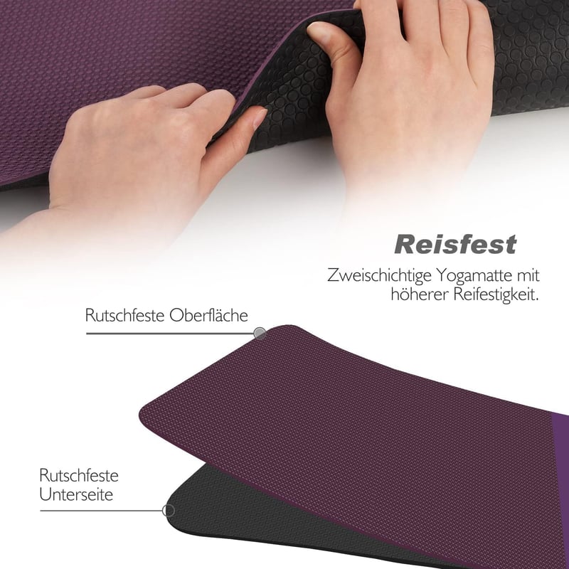 TOPLUS Fitness és Jóga Szőnyeg Hordszíjjal, Csúszásmentes Yoga Mat