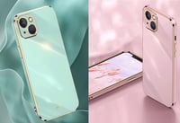 Silikónový kryt Topme pre Samsung Galaxy A32 4G (6,4"), štýl so zlatým rámom, fialový 6