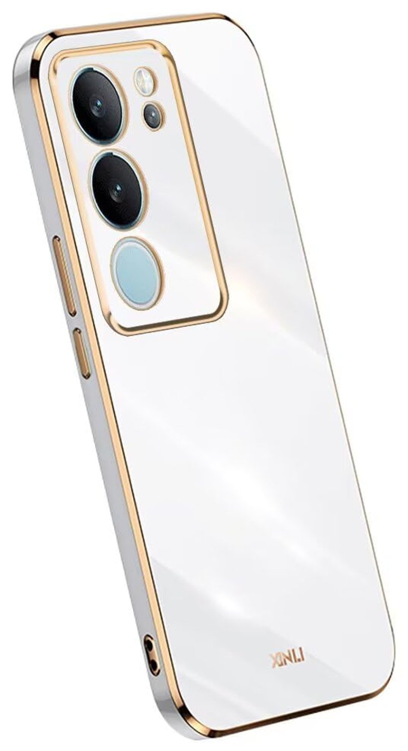 Husă din silicon Topme pentru Vivo V29 5G (6,78"), cu ramă aurie - Alb