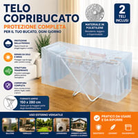Topolenashop 275663 Otočný vonkajší sušiak na bielizeň, vodoodolný a priedušný ochranný obal proti dažďu, slnku a smogu, 2 ks, 150x280 cm 5
