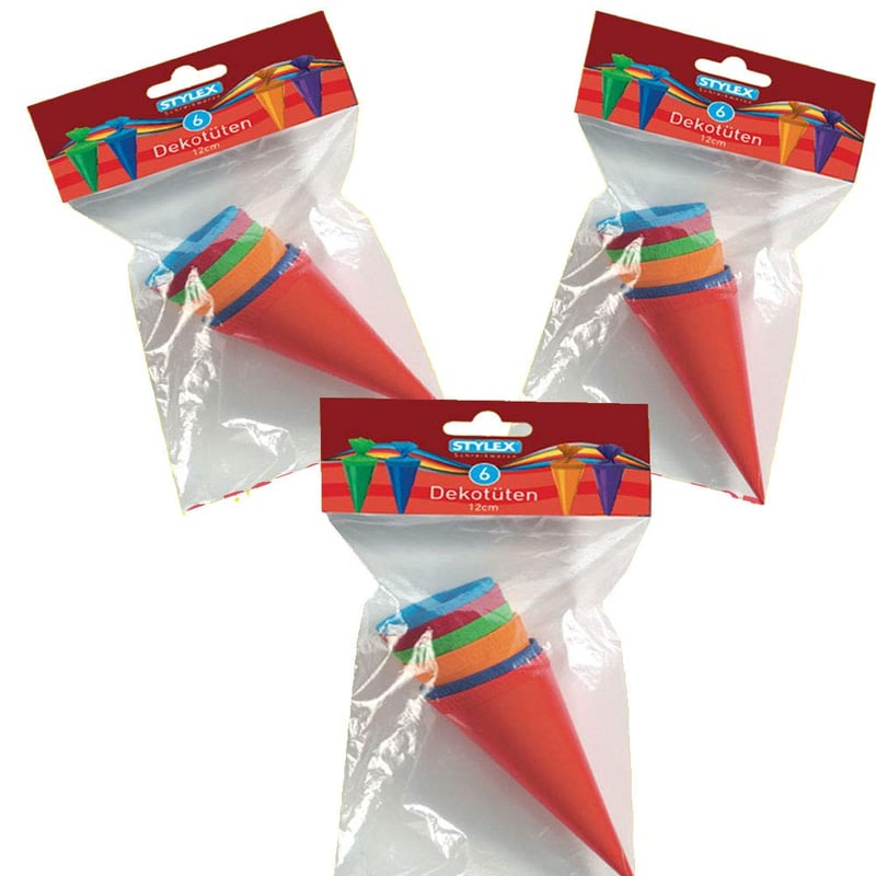 Set 18 cornete decorative pentru ghiozdan Toppoint 12 cm (3x6 bucăți) pentru începerea școlii