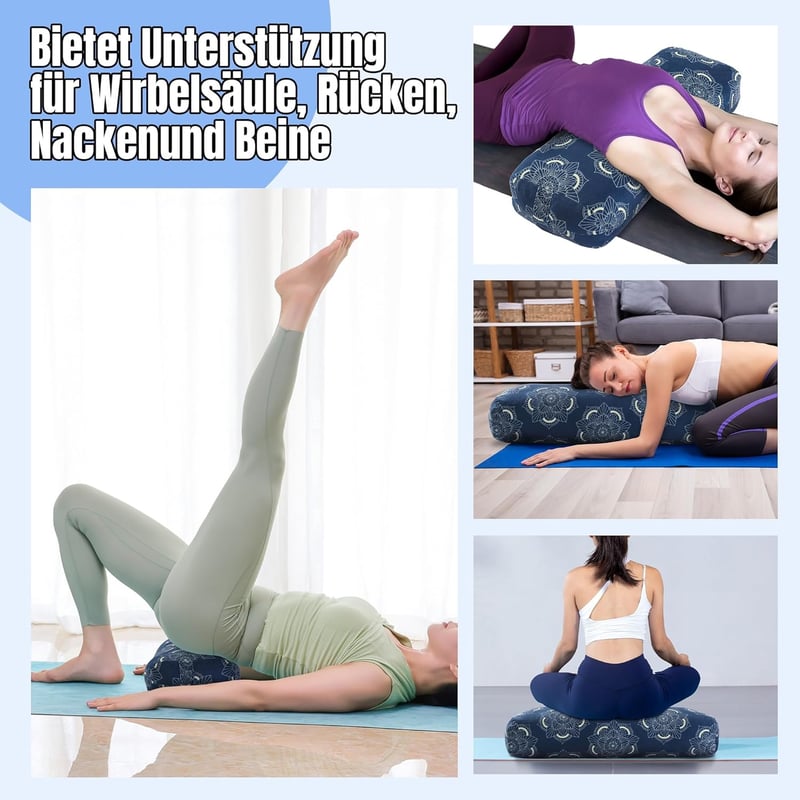 TOPROUD Yoga Bolster Meditációs Párna Regeneratív Jógához 70x27x15cm