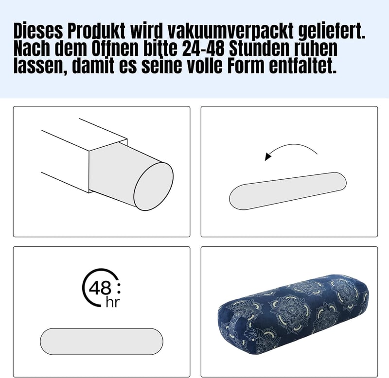TOPROUD Yoga Bolster Meditációs Párna Regeneratív Jógához 70x27x15cm