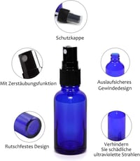 Topsky 12x30ml UV-védett üveg spray palack finom porlasztóval, illóolaj és parfüm tároláshoz kék 2
