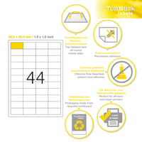 TopStick 8731 Univerzális Öntapadós Címkék, 48,3 x 25,4 mm, 44 db/A4 ív, 44000 db, 1000 lap, Matt, Fehér, Nyomtatható Papír Etikett 6
