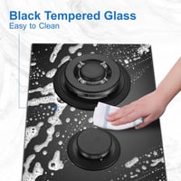 TopStrong 2 Égős Gázfőzőlap, 30 cm Edzett Üveg, Beépíthető, Öntöttvas Tartóval, Kettős Üzemmód, Gyermekzárral, 5200W, Fekete 6