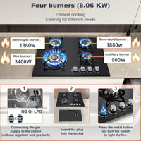 TopStrong 4 égős gázfőzőlap 60 cm, 8060 W, automata biztonsági védelemmel 6