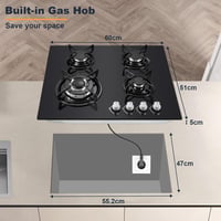 TopStrong 4 égős gázfőzőlap 60 cm, 8060 W, automata biztonsági védelemmel 7