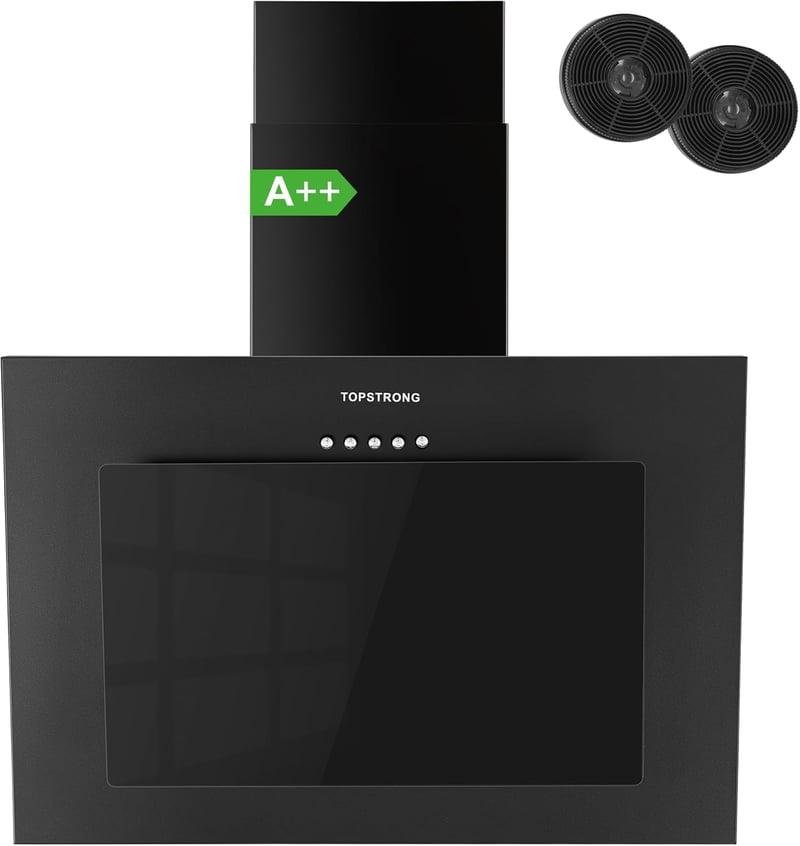 TopStrong 60 cm-es Páraelszívó LED Világítással, 350 m³/h Szívóerő, Aktívszén Szűrő, 3 Fokozat