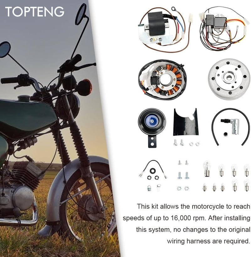 Topteng 12V Gyújtásrendszer Konverziós Szett Simson S50 S51 S53 S70 S83 Enduro