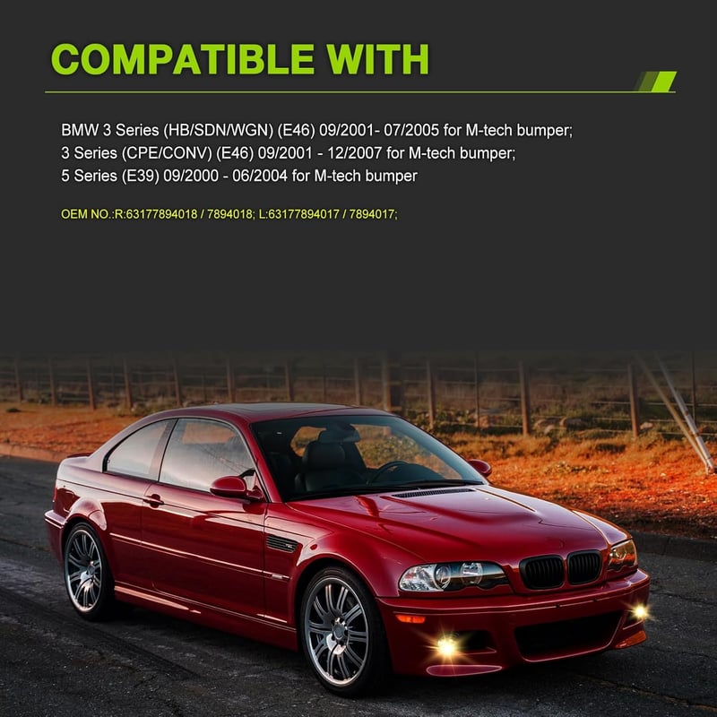 TOPTHAN LED Ködlámpa BMW E46 3-as Sorozathoz (320i 323i 325i 325xi 330i 330xi M3) - Sport Csomagos Modellekhez - Vízmentes Első Ködlámpa Sze