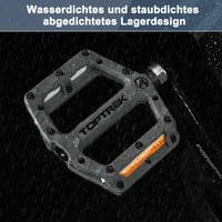 toptrek Kerékpár Pedál StVZO Reflektorral, Nylon Kompozit Lapos Pedál, 3 Csapágyas Csúszásmentes MTB Pedál, 9/16 Colos, Szürke, Trekking/MTB 6