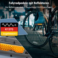 toptrek Kerékpár Pedál StVZO Reflektorral, Nylon Kompozit Lapos Pedál, 3 Csapágyas Csúszásmentes MTB Pedál, 9/16 Colos, Szürke, Trekking/MTB 2