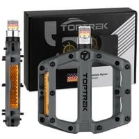 toptrek Kerékpár Pedál StVZO Reflektorral, Nylon Kompozit Lapos Pedál, 3 Csapágyas Csúszásmentes MTB Pedál, 9/16 Colos, Szürke, Trekking/MTB 1