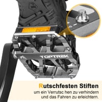 Hliníkové CNC pedále na bicykel Toptrek TOP-P2 s odrazkami podľa normy StVZO - strieborné 5
