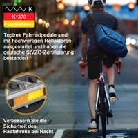Hliníkové CNC pedále na bicykel Toptrek TOP-P2 s odrazkami podľa normy StVZO - strieborné 3