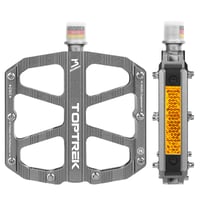 Hliníkové CNC pedále na bicykel Toptrek TOP-P2 s odrazkami podľa normy StVZO - strieborné 1