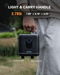 Elektrická pumpa na SUP TOPUMP TPS260 20PSI, nabíjateľná, automatické vypnutie, 2-stupňové nafukovanie/vyfukovanie, nabíjanie typu C, paddleboard 3