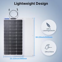 Topunive 100W 12V Monokrisztallín Flexibilis Napelem Lakóautó Csónak Akkumulátor 6