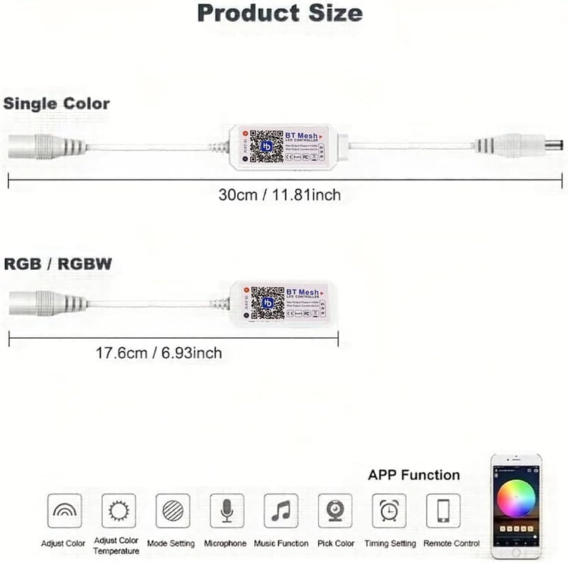 TOPXCDZ RGB Smart Bluetooth LED szalag vezérlő telefon app hanggal 16M szín