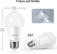 Torkase E27 LED Mozgásérzékelős Izzó 13W (100W helyett) - 5000K Hideg Fehér, 1100 Lumen, Lépcsőhöz, WC-be, Kertbe, Erkélyre, Garázsba - 2 db 4