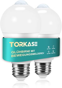 Torkase E27 LED Mozgásérzékelős Izzó 13W (100W helyett) - 5000K Hideg Fehér, 1100 Lumen, Lépcsőhöz, WC-be, Kertbe, Erkélyre, Garázsba - 2 db 1