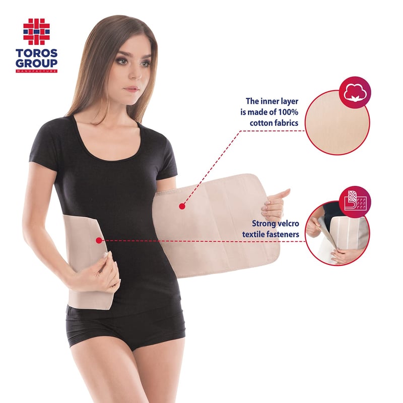 TOROS-GROUP Szülés Utáni Hasprés Rugalmas Pocakszalag 24cm Postpartum Binder