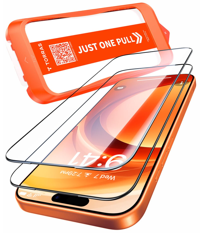 TORRAS edzett üveg képernyővédő iPhone 17 Pro Max-hoz, 9H+, tokkompatibilis - 2 db