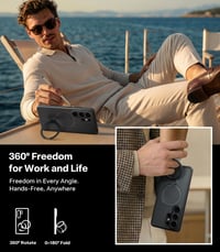 Kryt TORRAS Ostand Q3 Spin na Samsung Galaxy S26 Ultra – 360-stupňový otočný prstencový stojan, kompatibilný s MagSafe, nárazuvzdorný, čierny 5