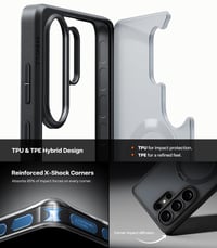 Kryt TORRAS Ostand Q3 Spin na Samsung Galaxy S26 Ultra – 360-stupňový otočný prstencový stojan, kompatibilný s MagSafe, nárazuvzdorný, čierny 4