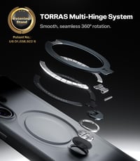 Kryt TORRAS Ostand Q3 Spin na Samsung Galaxy S26 Ultra – 360-stupňový otočný prstencový stojan, kompatibilný s MagSafe, nárazuvzdorný, čierny 6