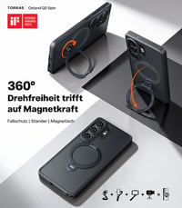Husă TORRAS Ostand Q3 Spin pentru Samsung Galaxy S26 Ultra - Negru, husă cu inel rotativ 3