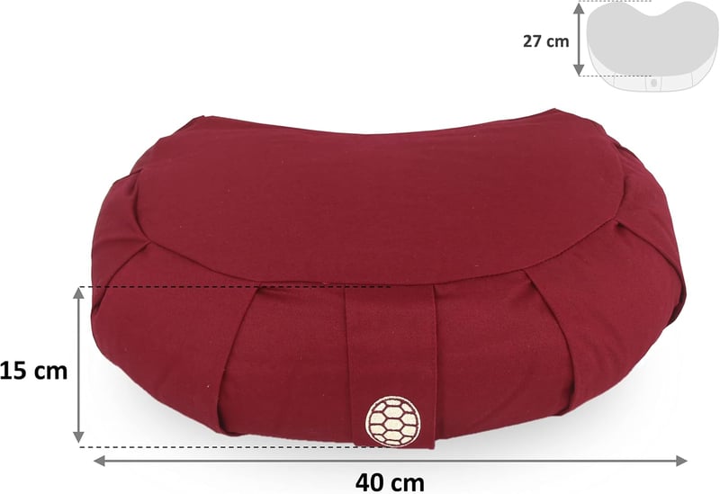 TORTUGA MEDITATION & YOGA Félhold Meditációs Párna Búzahéj Töltettel 15cm Pamut Borítás