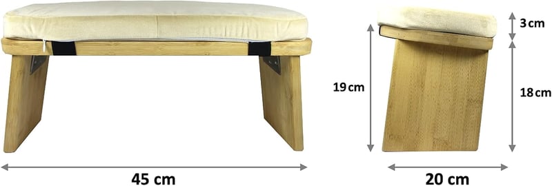 Tortuga Összecsukható Meditációs Pad Bambusz Ülőkével - Jóga Szék Ergonomikus Krém