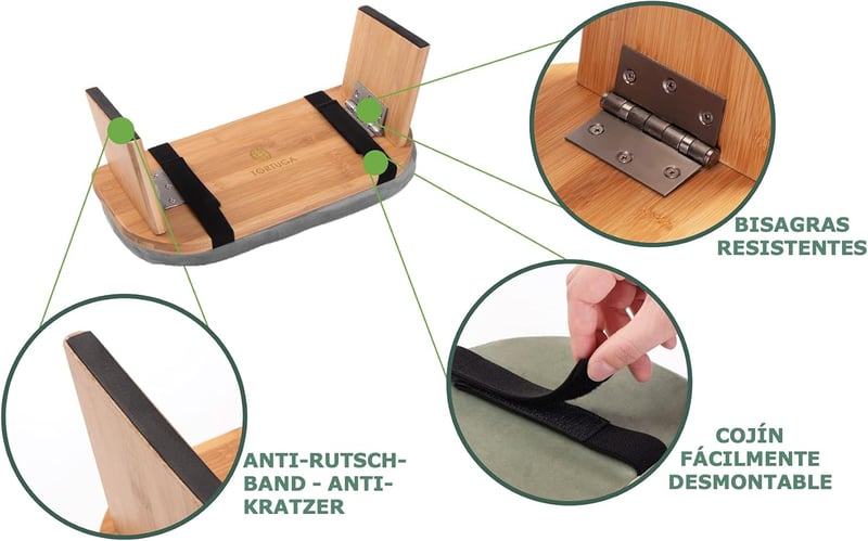 Tortuga Összecsukható Meditációs Pad Bambusz Ülőkével - Jóga Szék Ergonomikus Krém