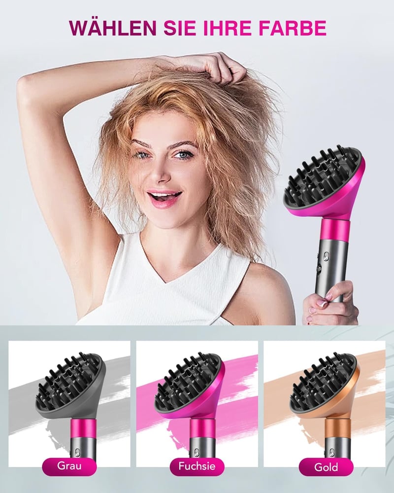 TOSAGE Airwrap Diffúzor Fej HS01/HS05/HS08 Kompatibilis Hullám és Göndör Hajhoz Fukszia